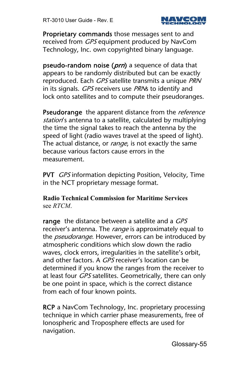 NavCom RT-3010 Rev.E User Manual | Page 57 / 61