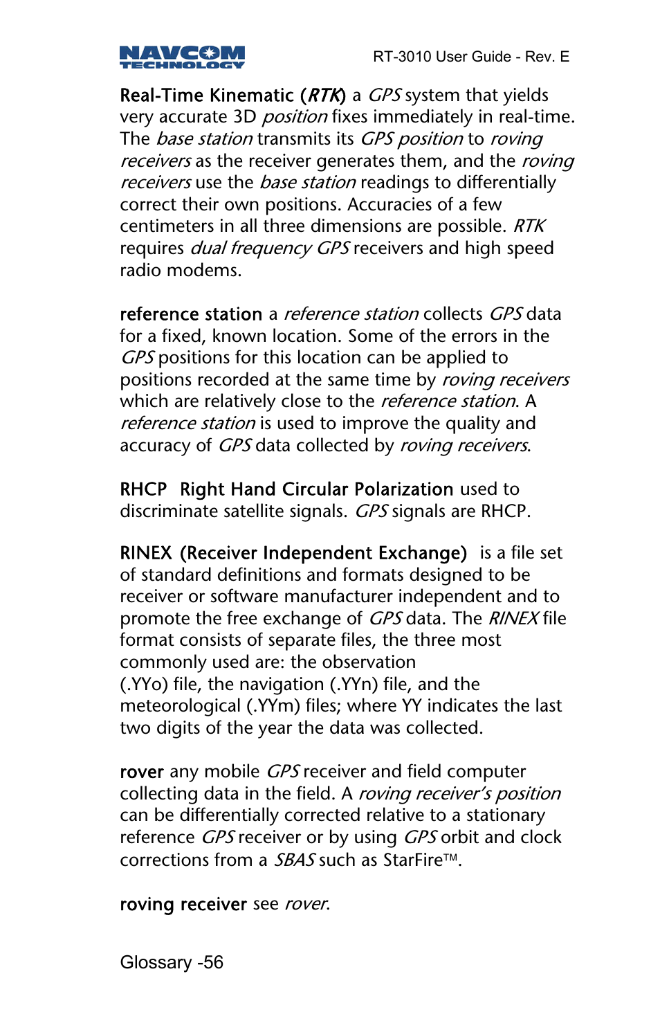 NavCom RT-3010 Rev.E User Manual | Page 58 / 61
