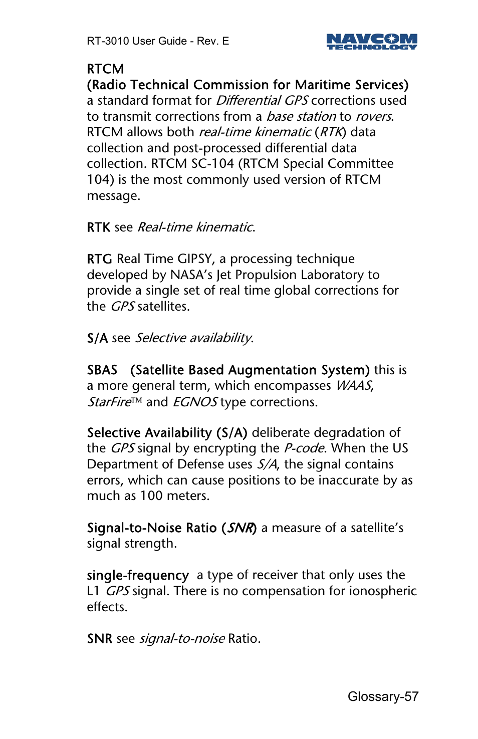 NavCom RT-3010 Rev.E User Manual | Page 59 / 61