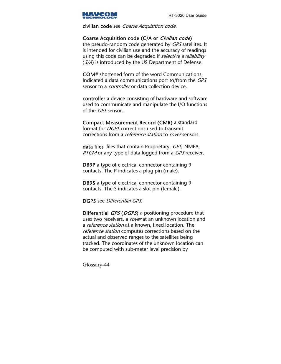 NavCom RT-3020 Rev.A User Manual | Page 46 / 56