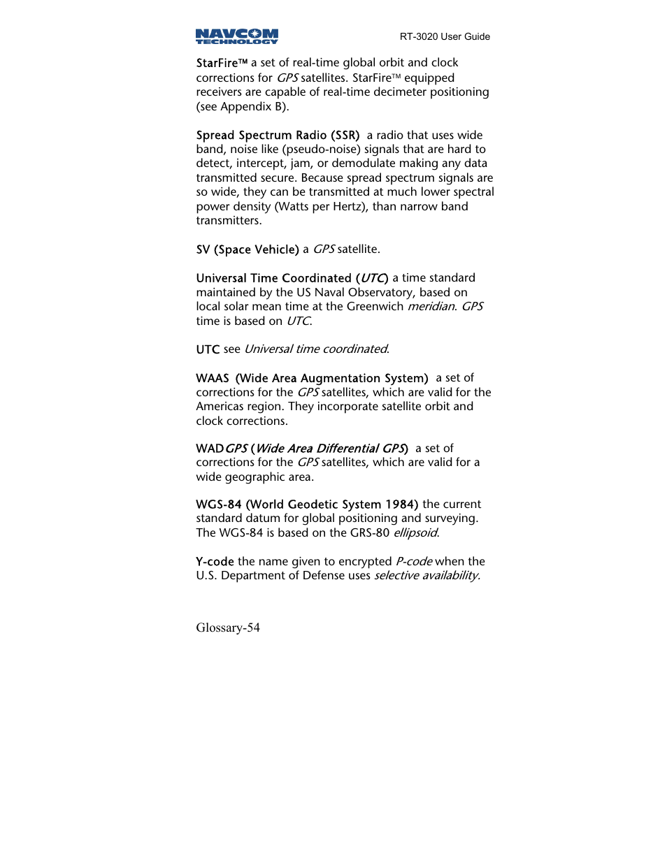 NavCom RT-3020 Rev.A User Manual | Page 56 / 56