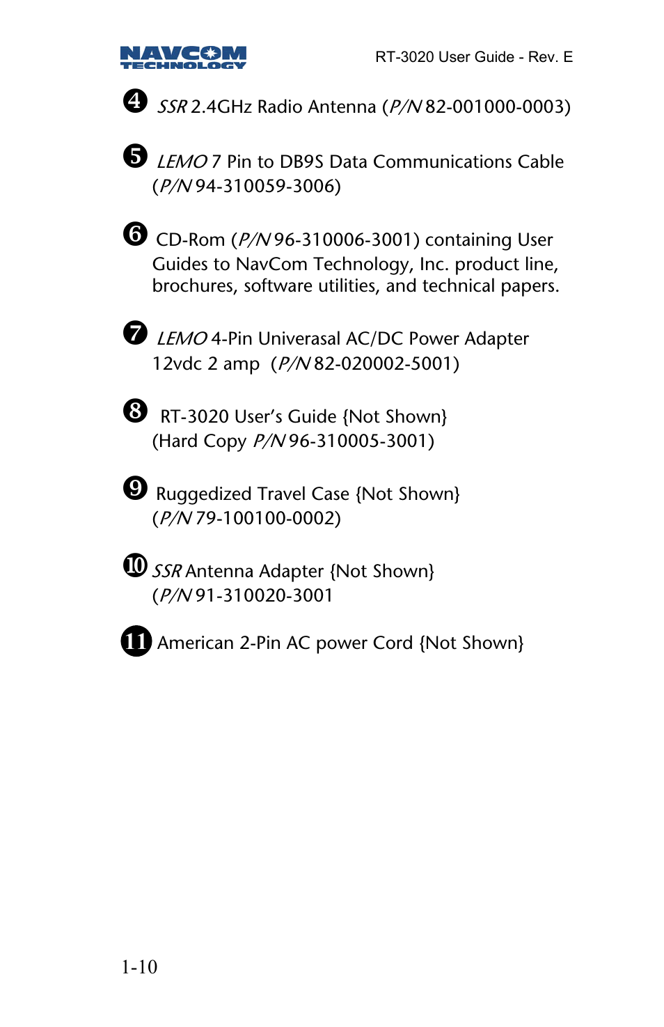 NavCom RT-3020 Rev.D User Manual | Page 12 / 61