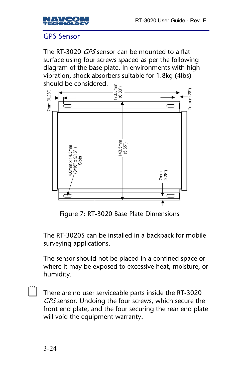 Gps sensor | NavCom RT-3020 Rev.D User Manual | Page 26 / 61