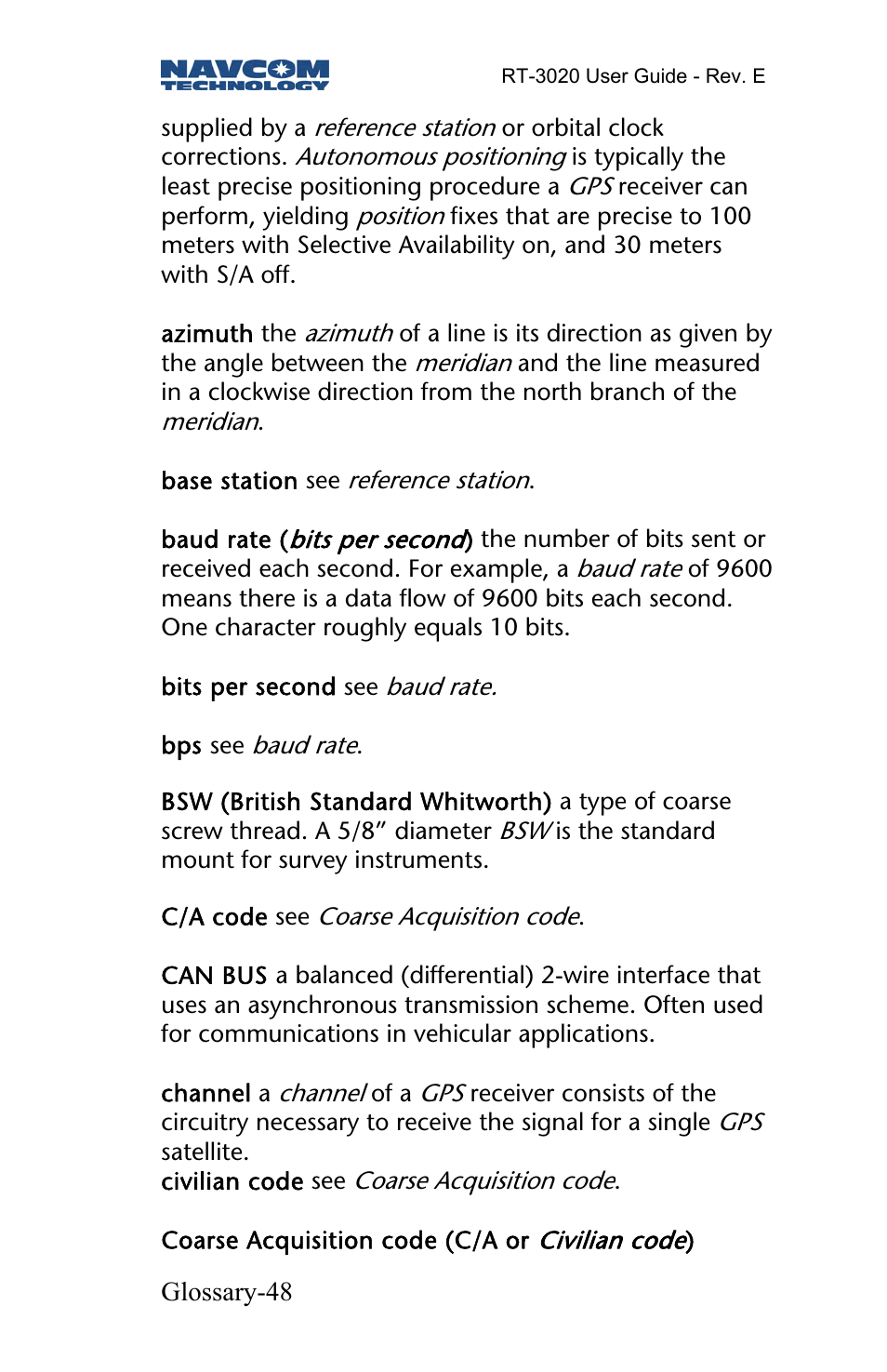 NavCom RT-3020 Rev.D User Manual | Page 50 / 61