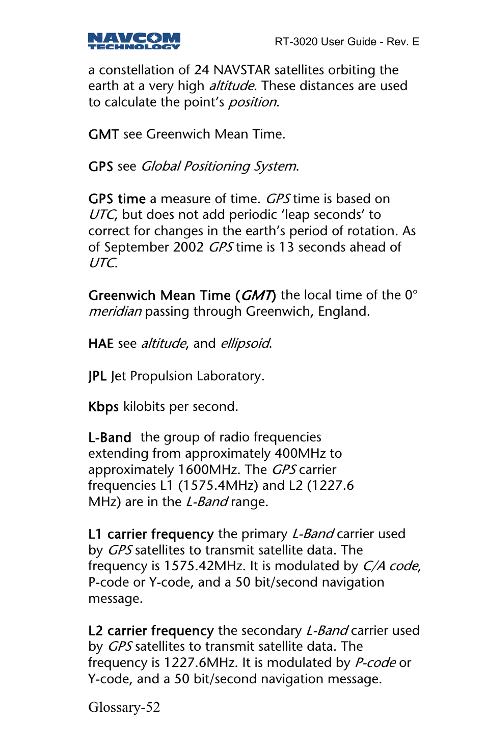 NavCom RT-3020 Rev.D User Manual | Page 54 / 61