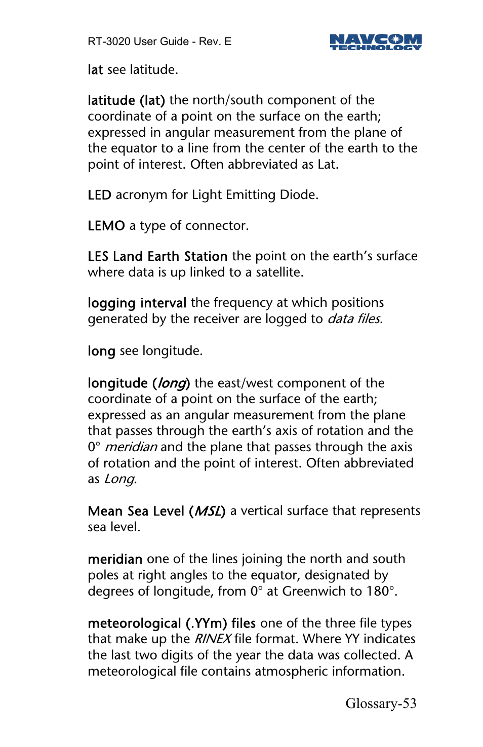 NavCom RT-3020 Rev.D User Manual | Page 55 / 61