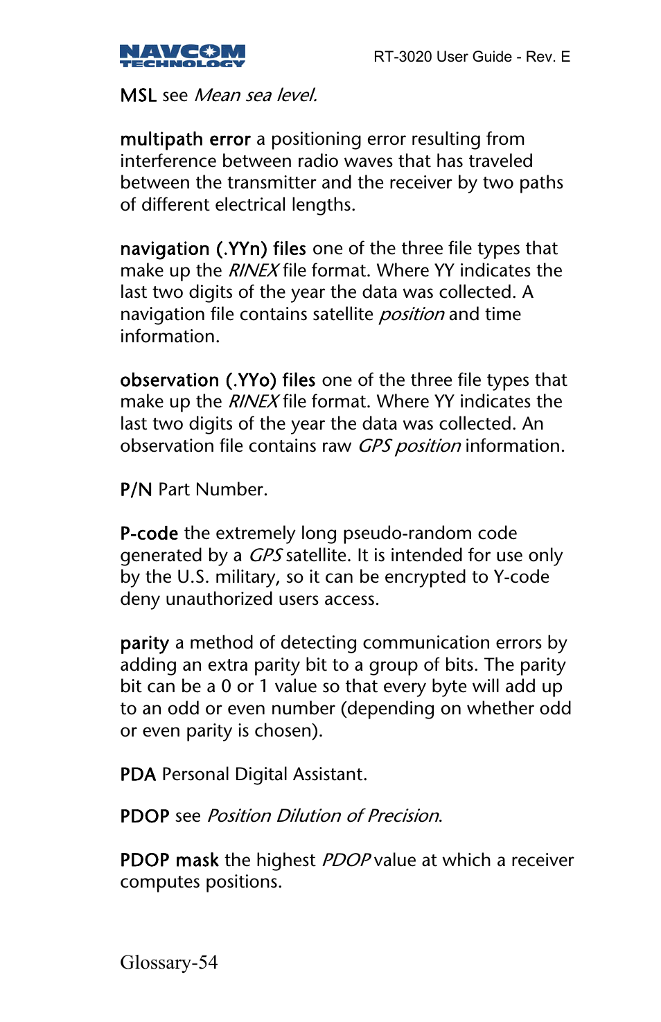 NavCom RT-3020 Rev.D User Manual | Page 56 / 61