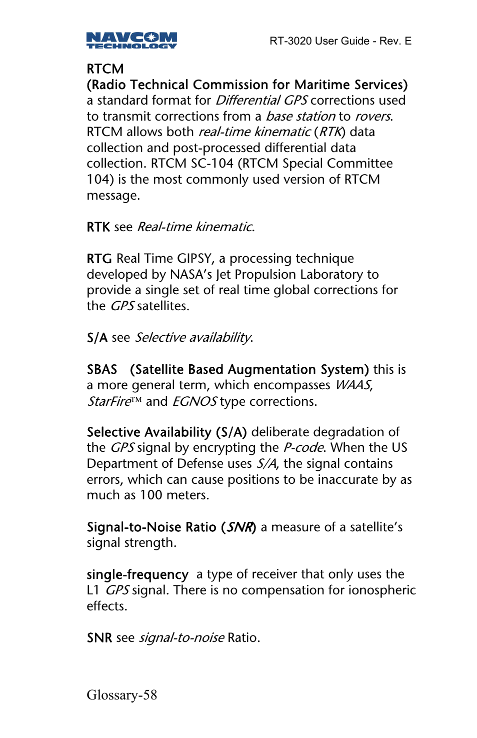 NavCom RT-3020 Rev.D User Manual | Page 60 / 61