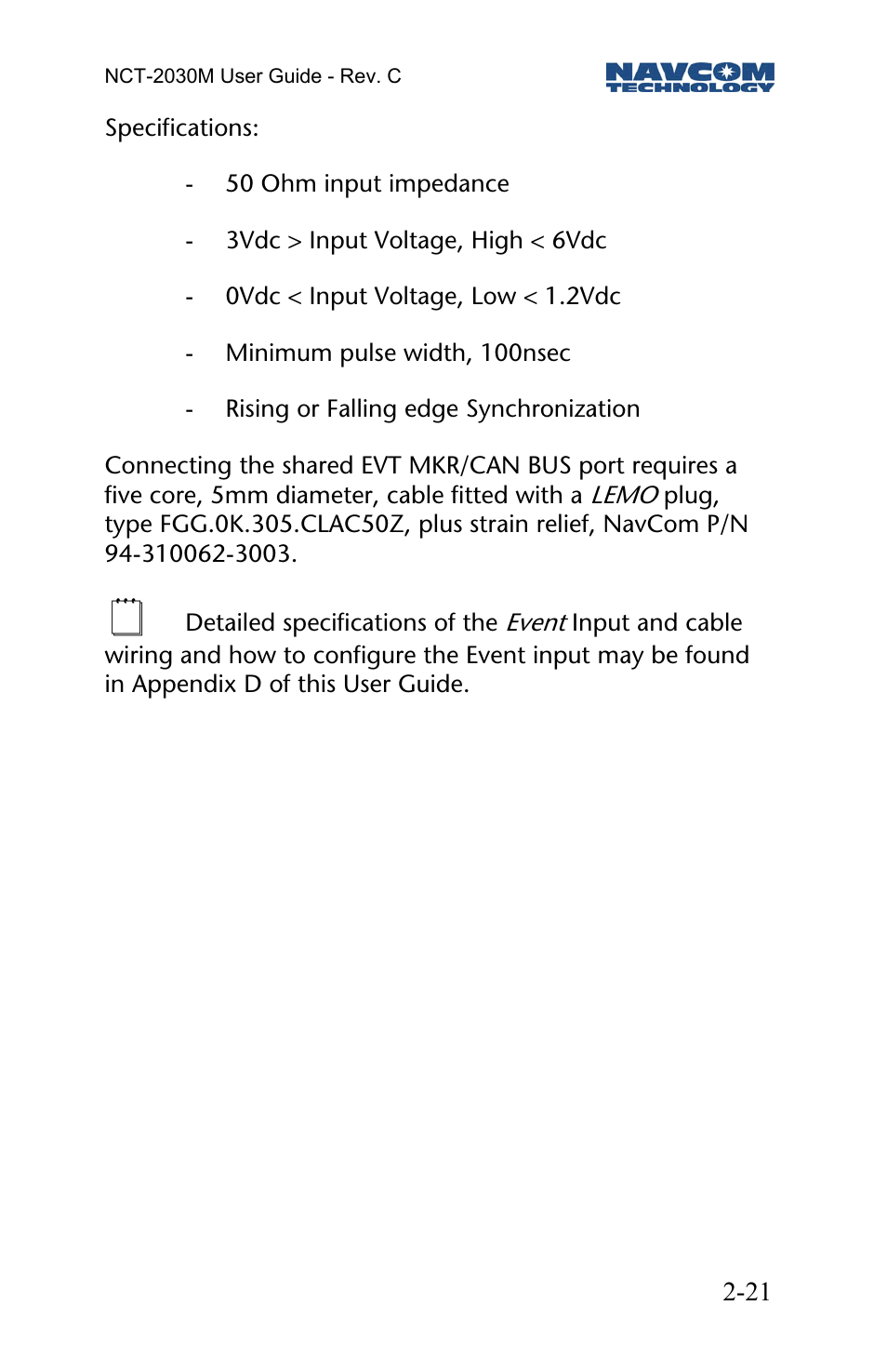 NavCom NCT-2030M Rev.C User Manual | Page 23 / 57