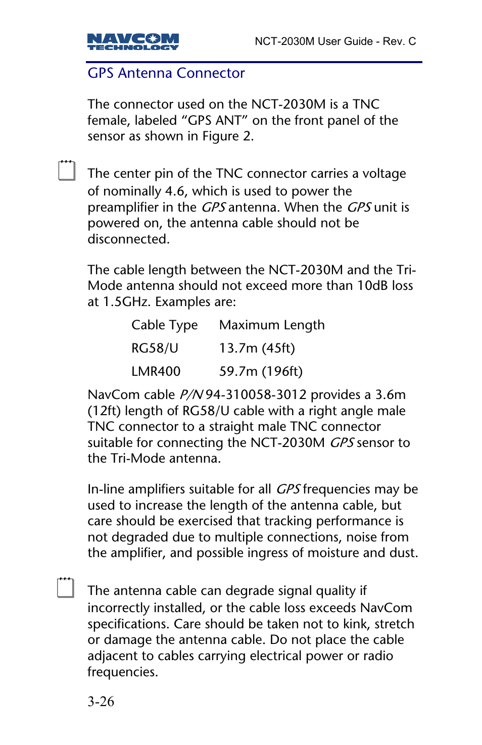 Gps antenna connector | NavCom NCT-2030M Rev.C User Manual | Page 28 / 57