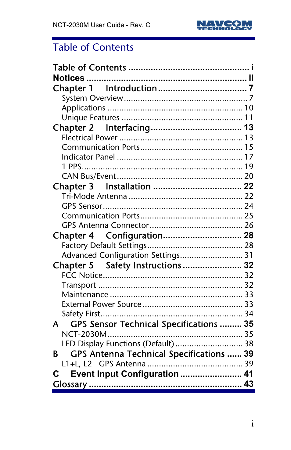 NavCom NCT-2030M Rev.C User Manual | Page 3 / 57
