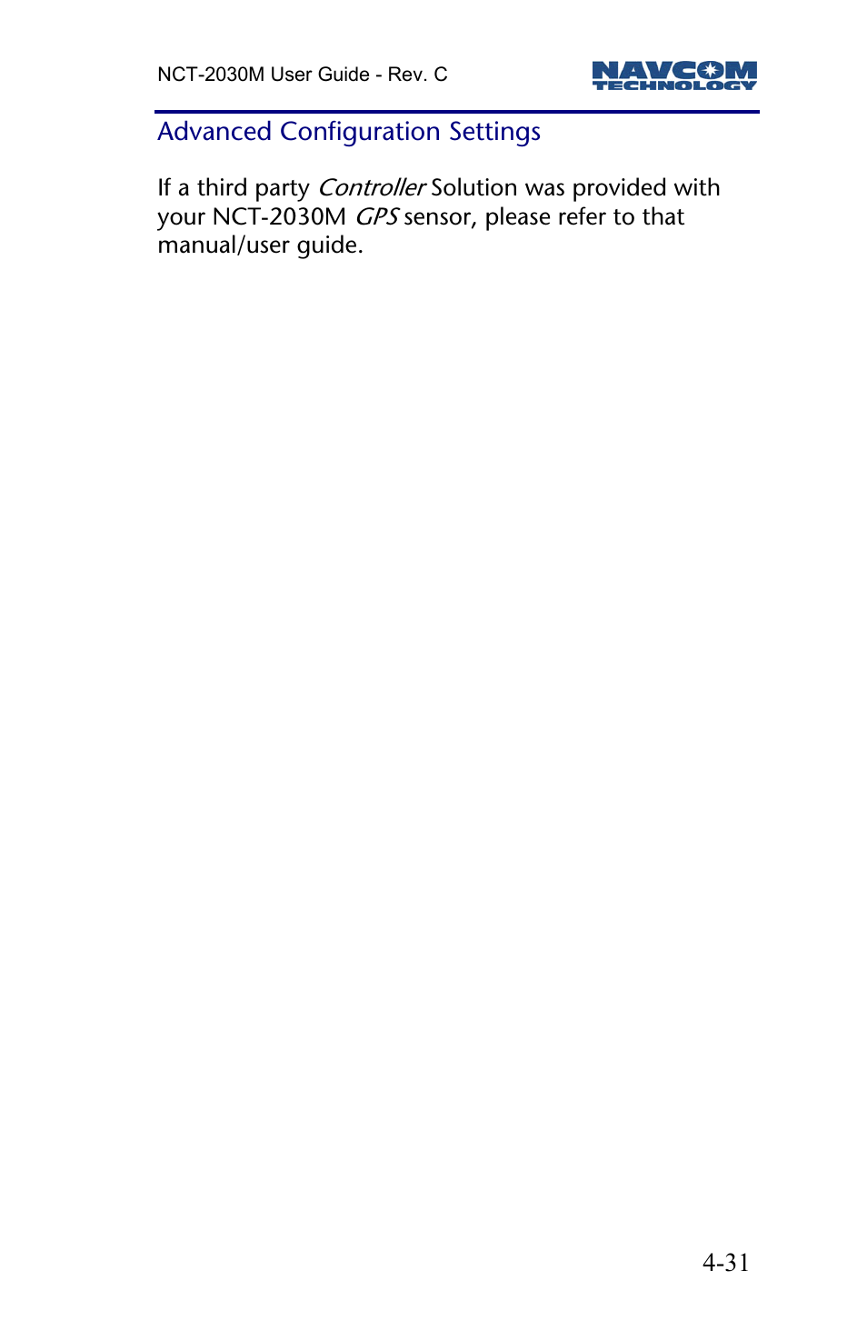 Advanced configuration settings | NavCom NCT-2030M Rev.C User Manual | Page 33 / 57
