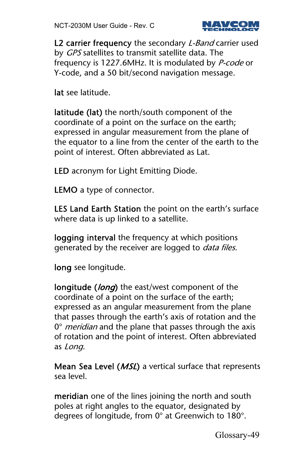 NavCom NCT-2030M Rev.C User Manual | Page 51 / 57