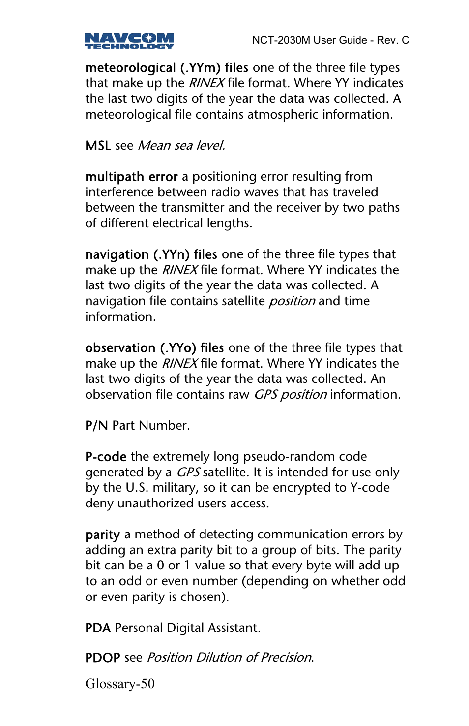NavCom NCT-2030M Rev.C User Manual | Page 52 / 57