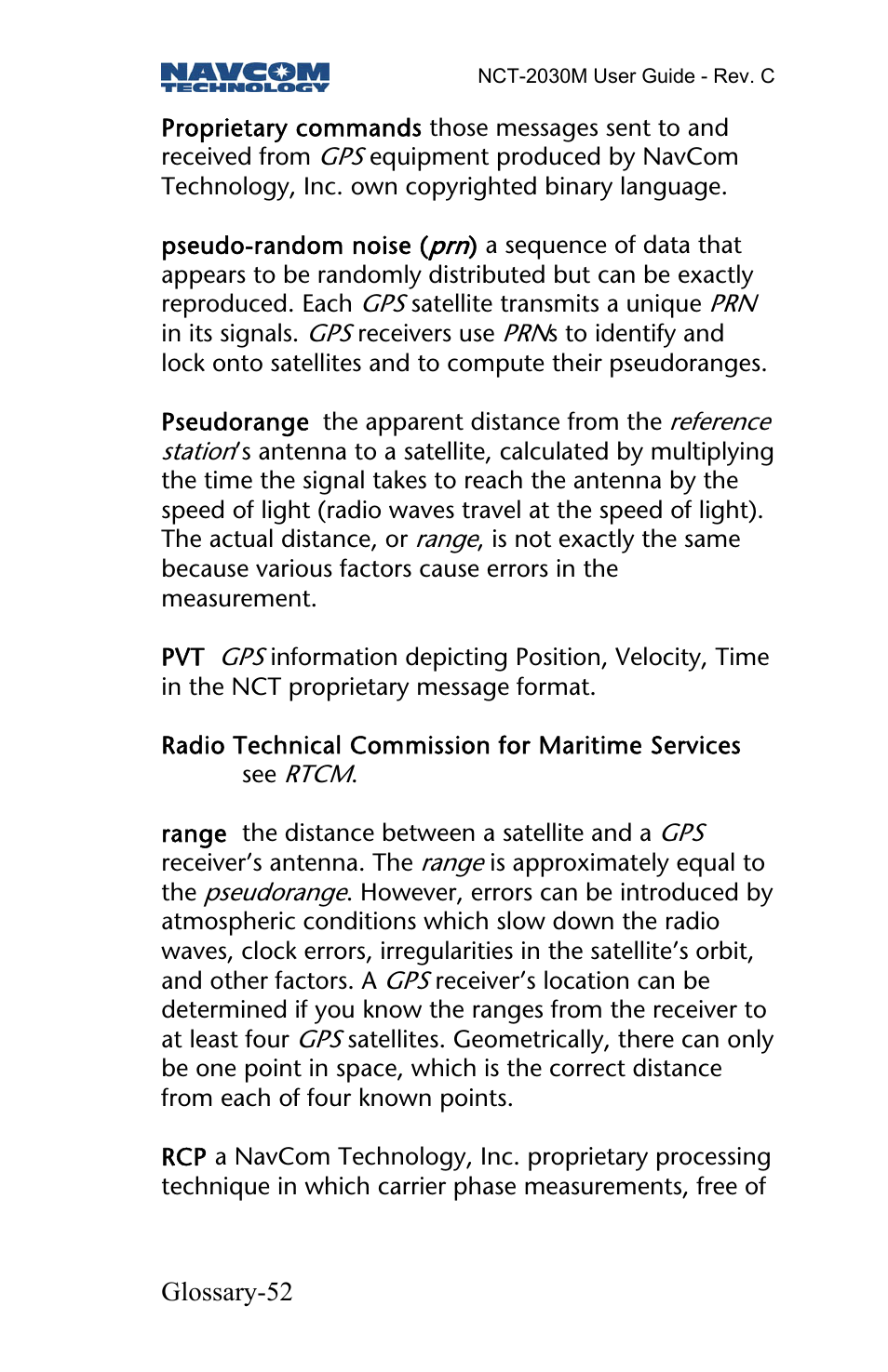 NavCom NCT-2030M Rev.C User Manual | Page 54 / 57