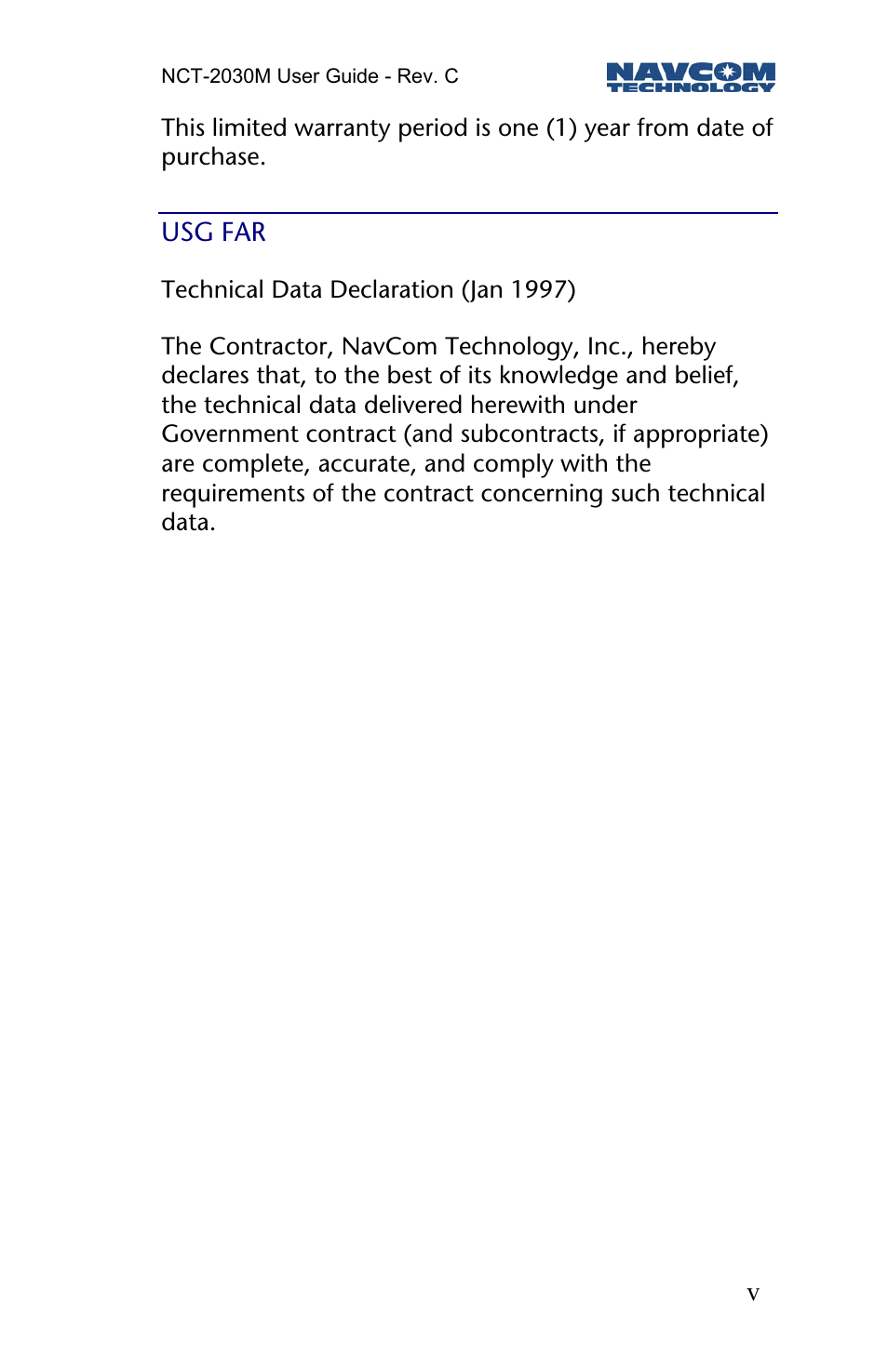 Usg far | NavCom NCT-2030M Rev.C User Manual | Page 7 / 57