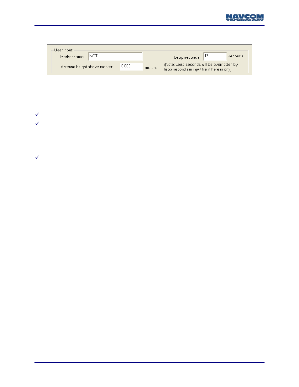 User input, Figure 3: user input area | NavCom Rinex Utility Rev C User Manual | Page 12 / 17