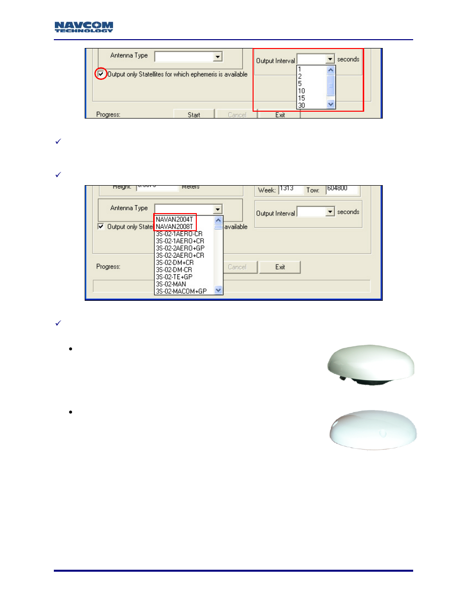 Figure 5: output interval and ephemeris output, Figure 6: antenna type, Figure 6 | NavCom Rinex Utility Rev C User Manual | Page 15 / 17
