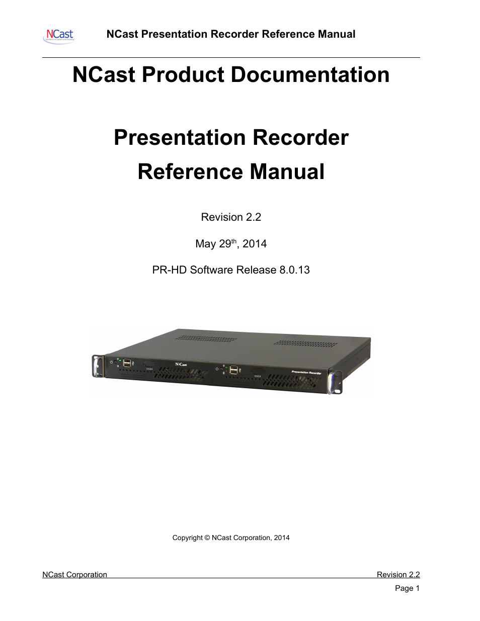 NCast PR-HD User Manual | 113 pages