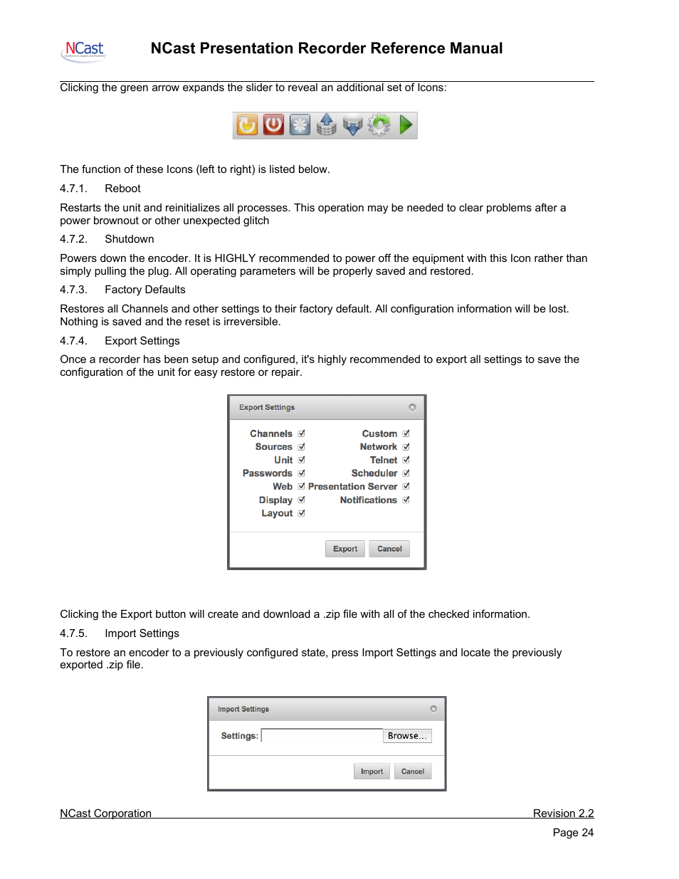 Ncast presentation recorder reference manual | NCast PR-HD User Manual | Page 24 / 113