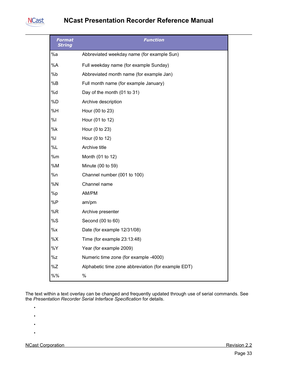 Ncast presentation recorder reference manual | NCast PR-HD User Manual | Page 33 / 113