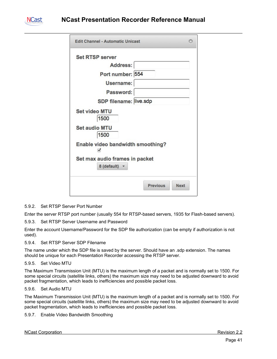 Ncast presentation recorder reference manual | NCast PR-HD User Manual | Page 41 / 113