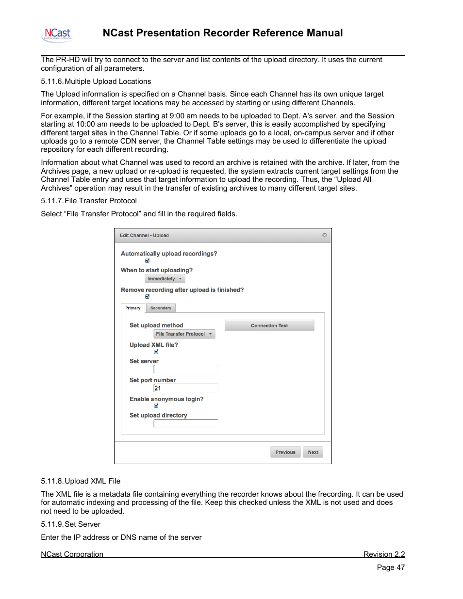 Ncast presentation recorder reference manual | NCast PR-HD User Manual | Page 47 / 113