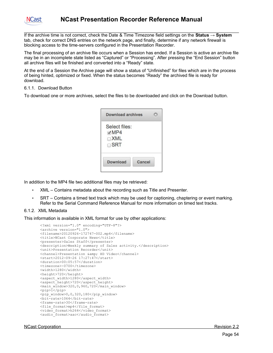 Ncast presentation recorder reference manual | NCast PR-HD User Manual | Page 54 / 113