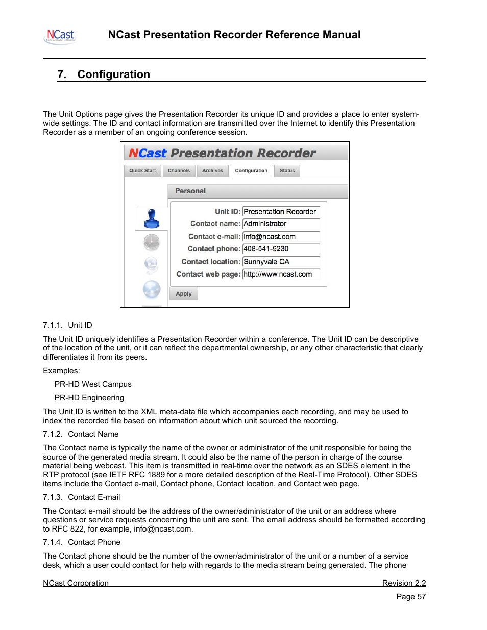 Configuration, Personal | NCast PR-HD User Manual | Page 57 / 113