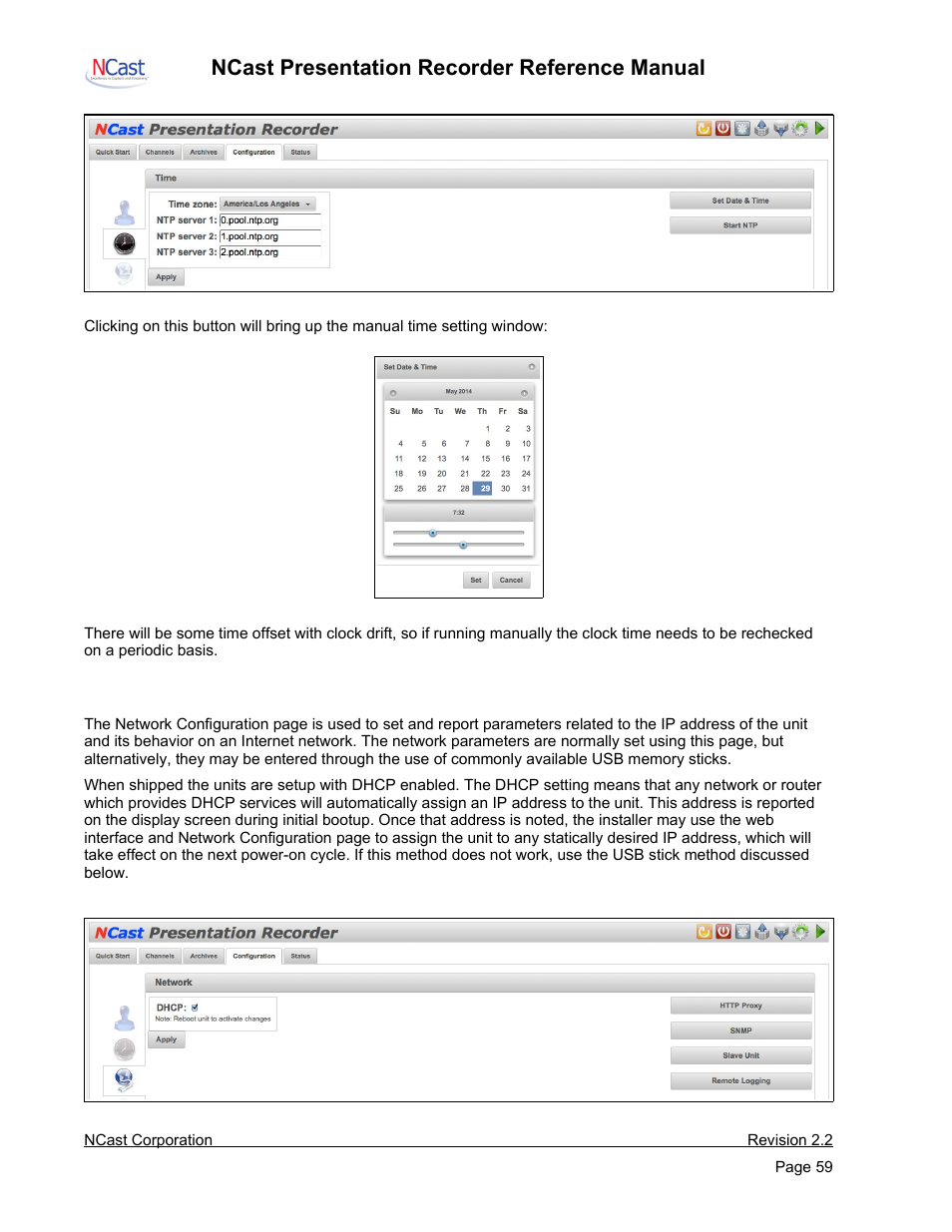 Network, Ncast presentation recorder reference manual | NCast PR-HD User Manual | Page 59 / 113