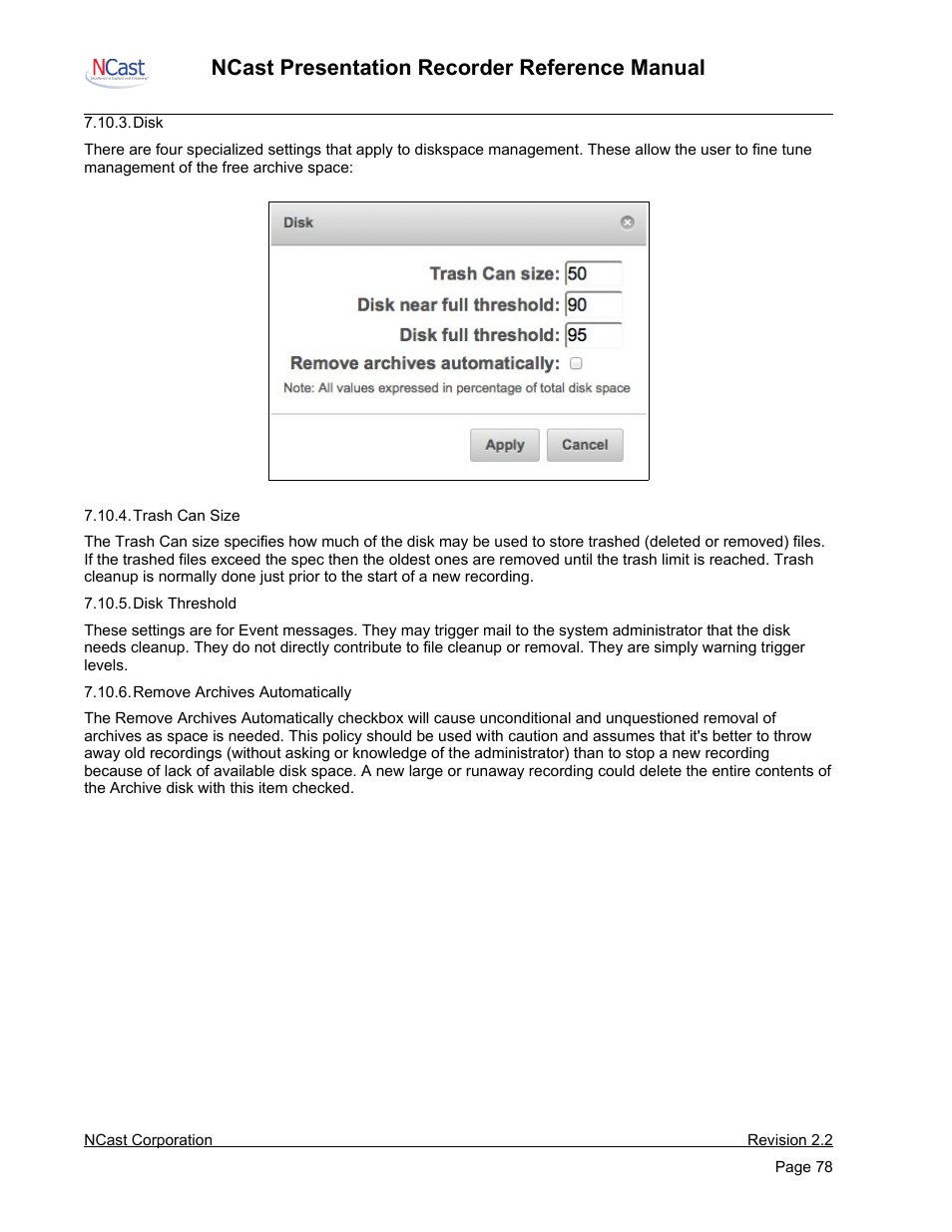 Ncast presentation recorder reference manual | NCast PR-HD User Manual | Page 78 / 113