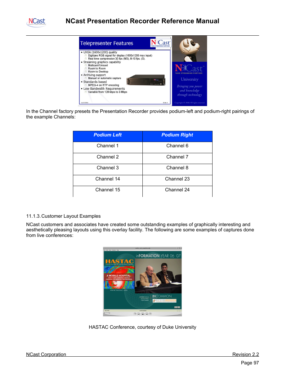 Ncast presentation recorder reference manual | NCast PR-HD User Manual | Page 97 / 113