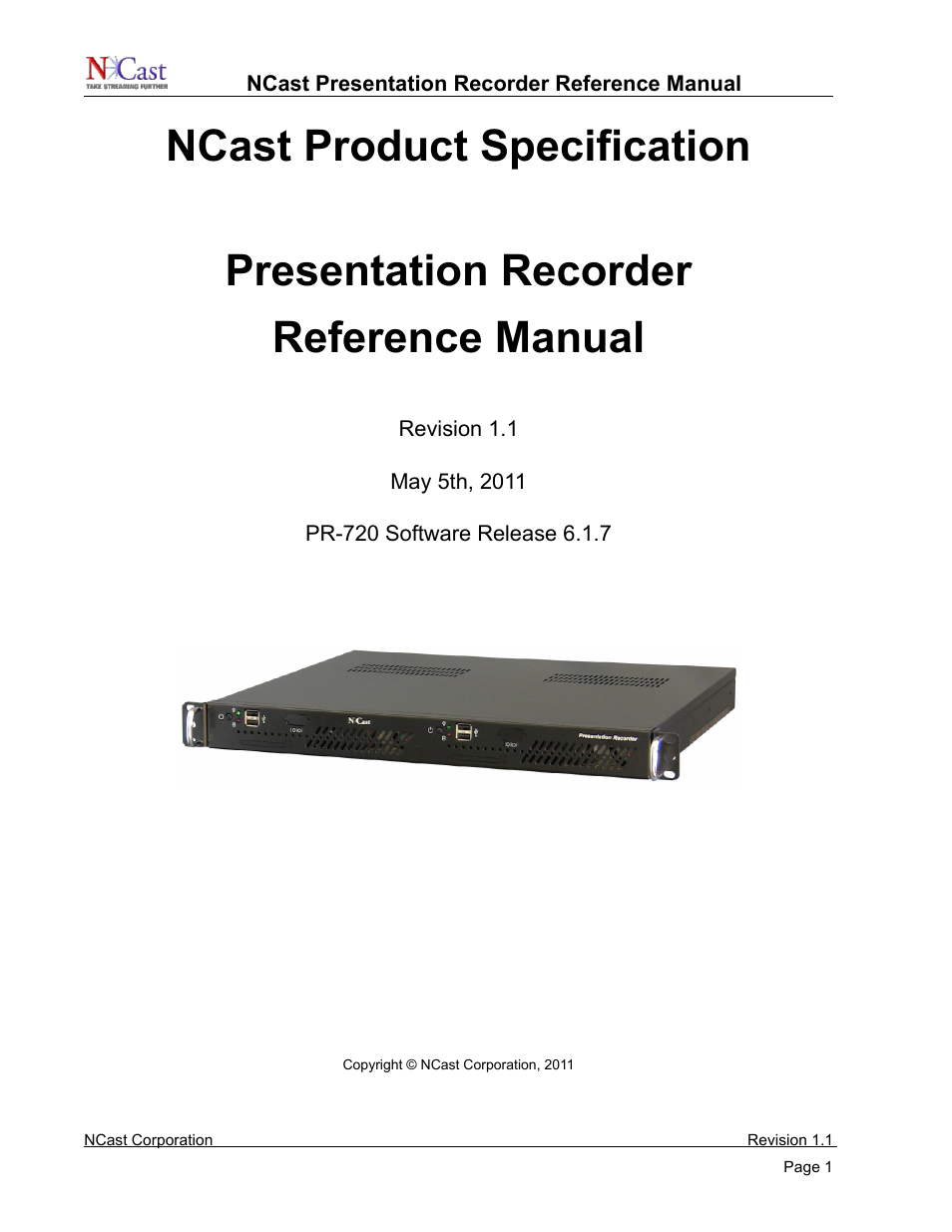 NCast PR720 User Manual | 103 pages