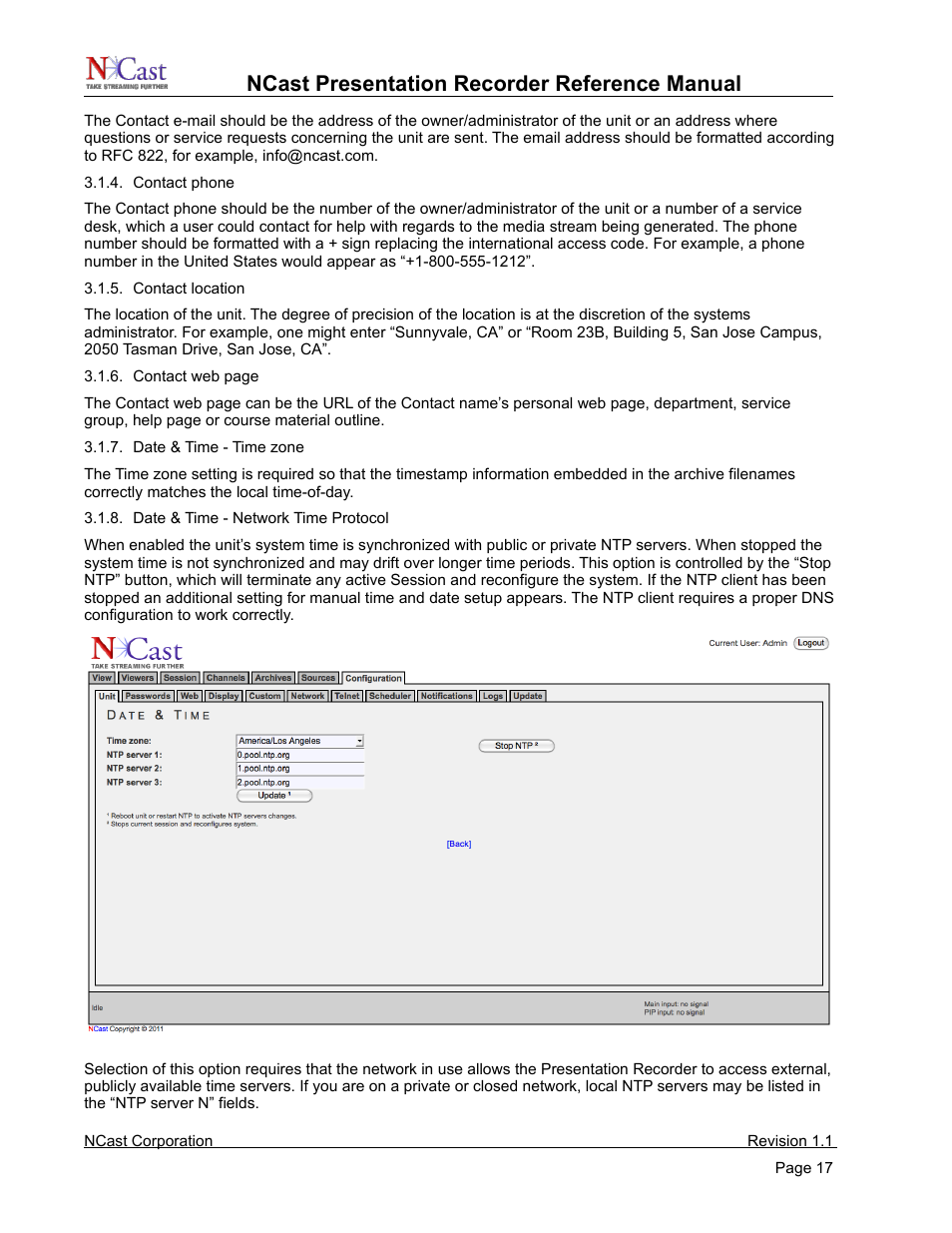 Ncast presentation recorder reference manual | NCast PR720 User Manual | Page 17 / 103