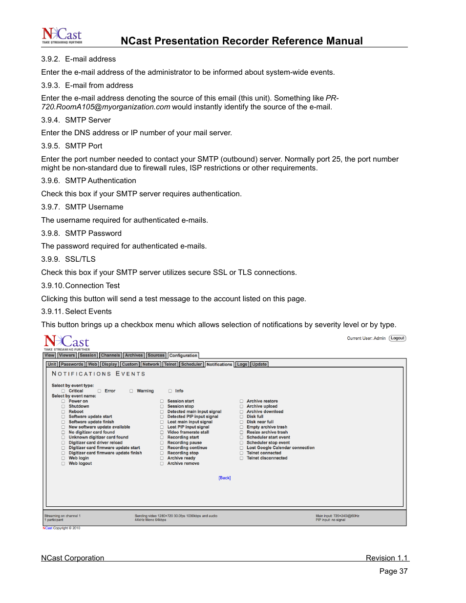 Ncast presentation recorder reference manual | NCast PR720 User Manual | Page 37 / 103