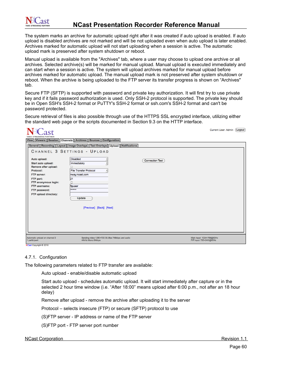 Ncast presentation recorder reference manual | NCast PR720 User Manual | Page 60 / 103