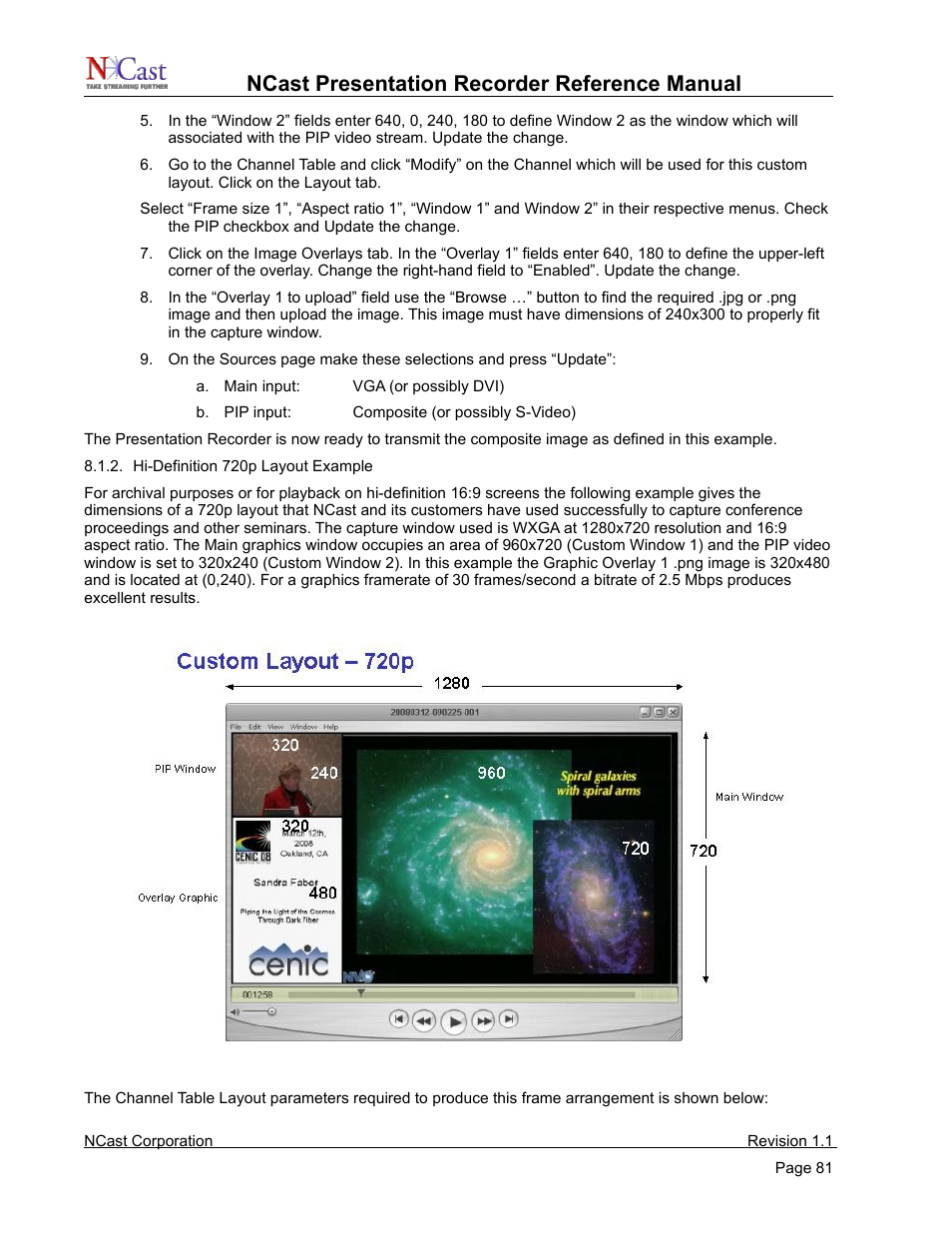 Ncast presentation recorder reference manual | NCast PR720 User Manual | Page 81 / 103