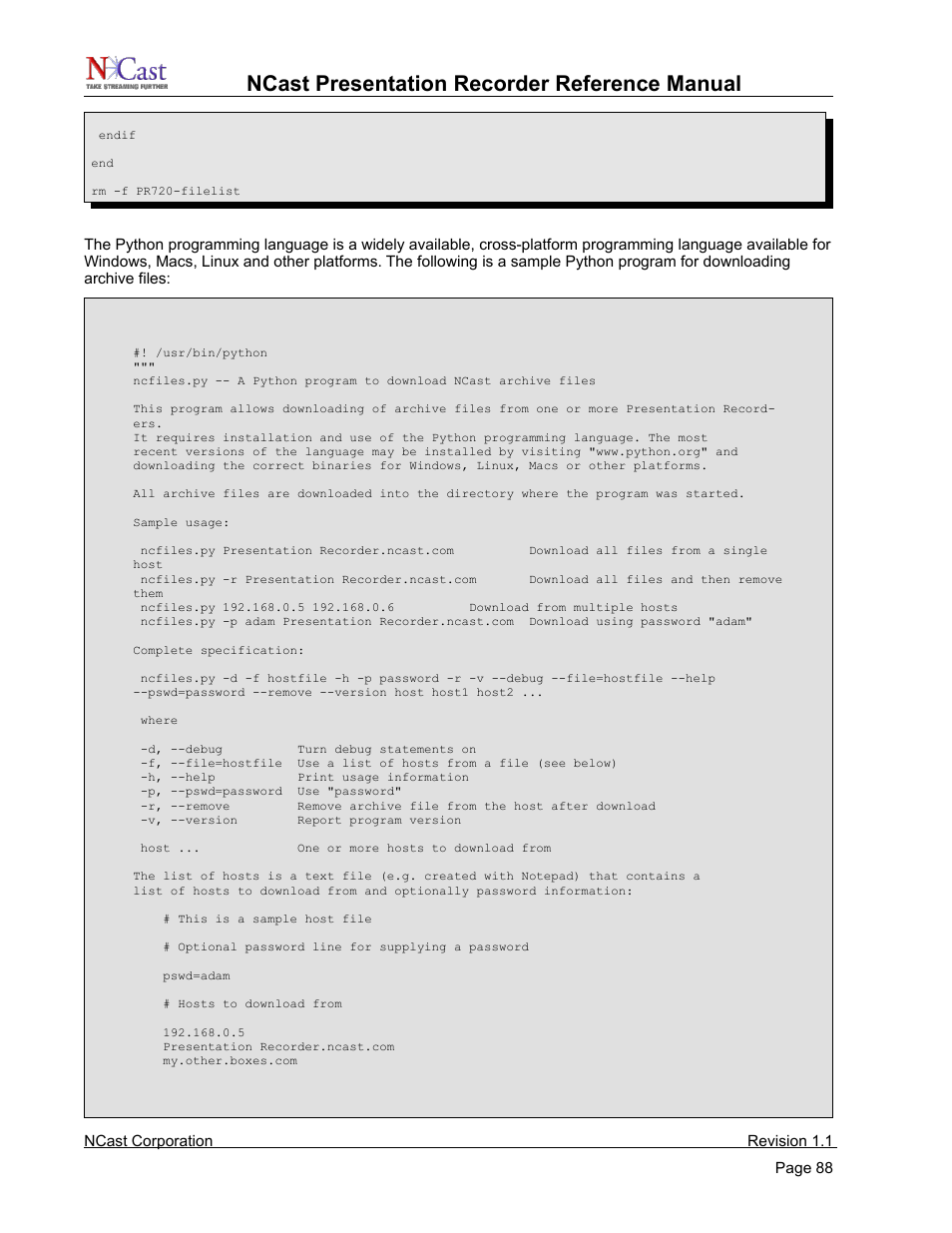 Ncast presentation recorder reference manual | NCast PR720 User Manual | Page 88 / 103