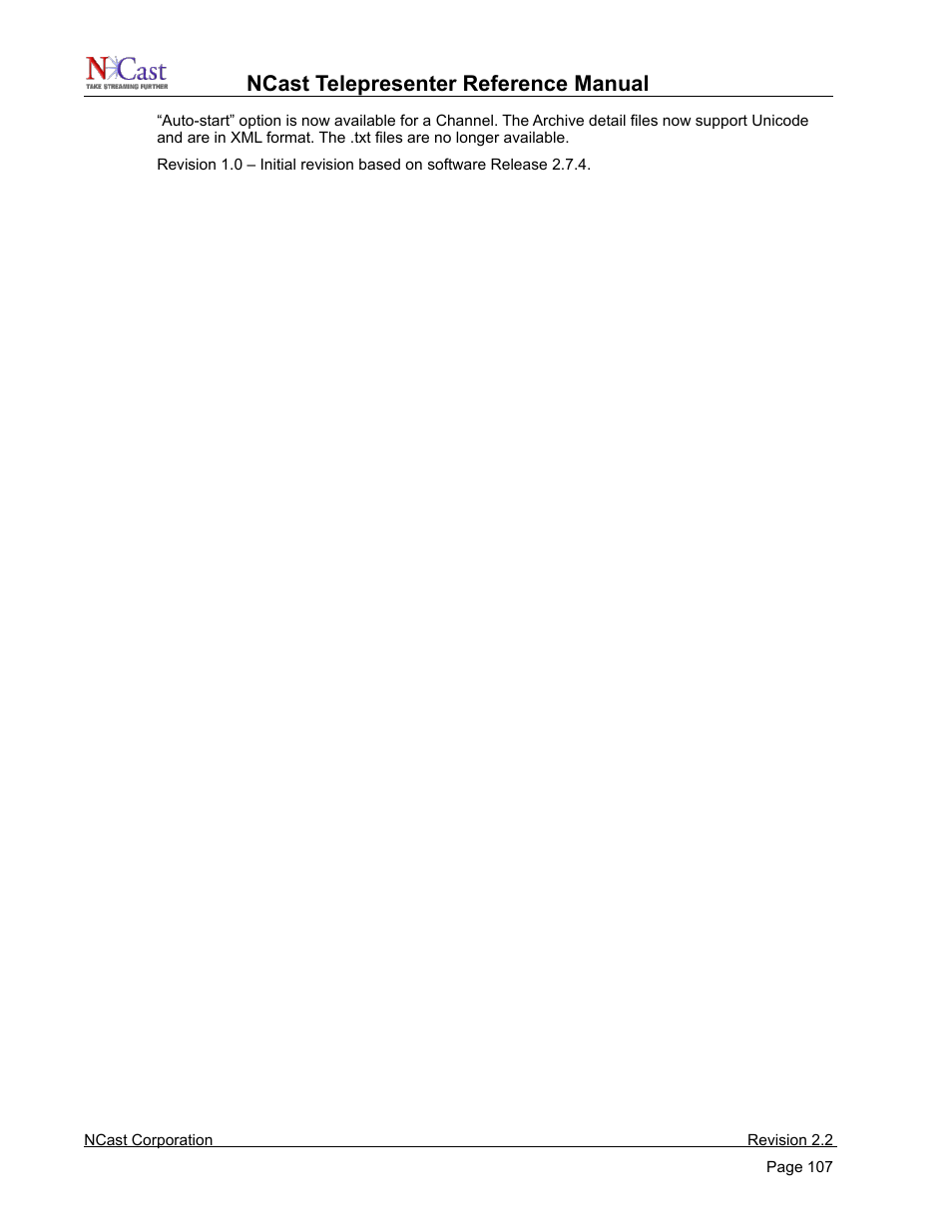 Ncast telepresenter reference manual | NCast Telepresenter M4 User Manual | Page 107 / 107