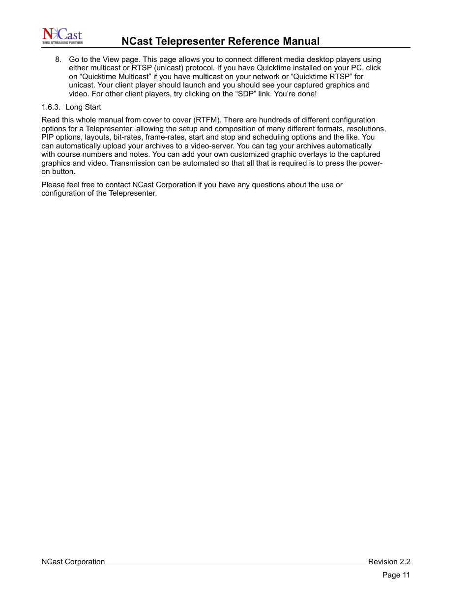 Ncast telepresenter reference manual | NCast Telepresenter M4 User Manual | Page 11 / 107
