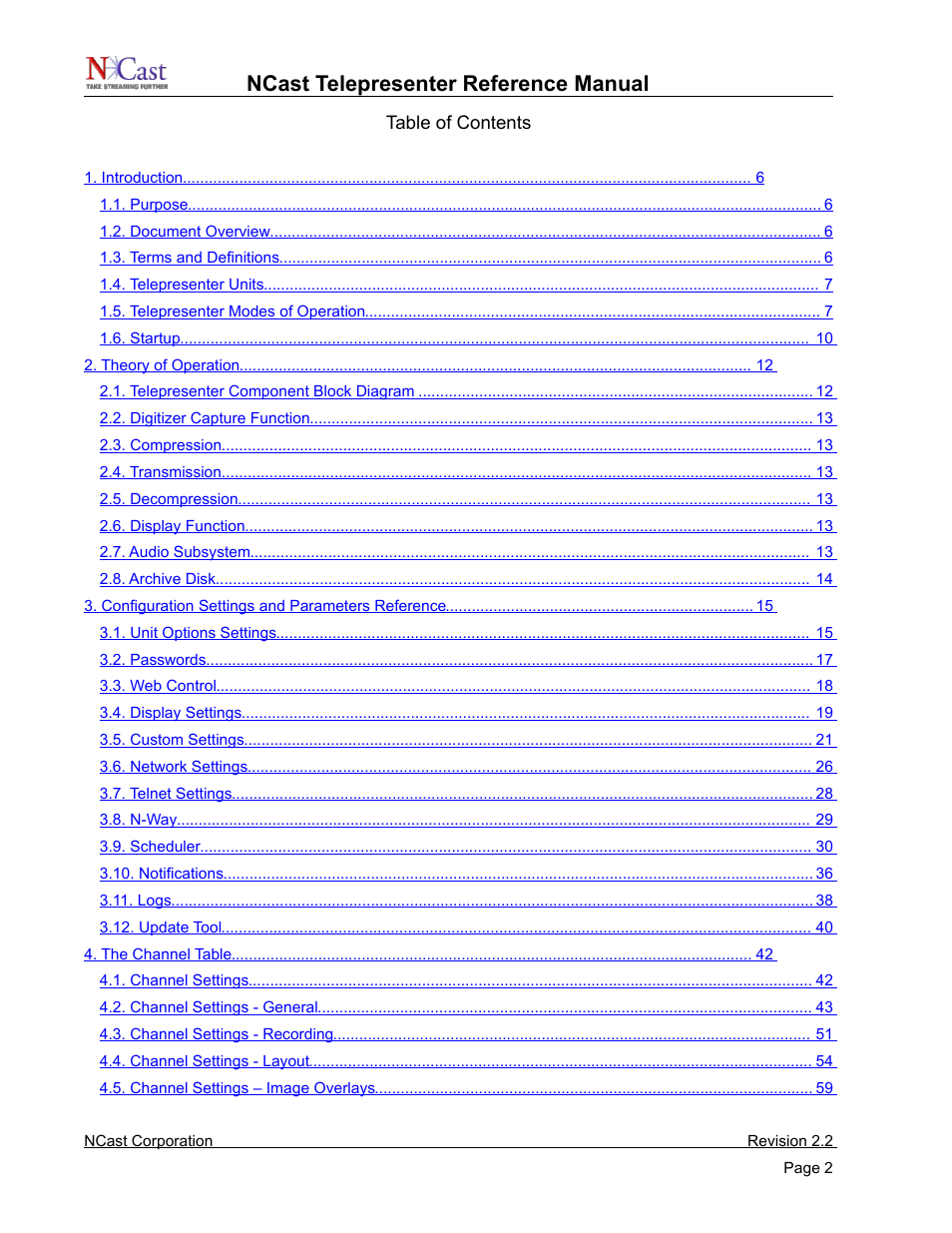 Ncast telepresenter reference manual | NCast Telepresenter M4 User Manual | Page 2 / 107