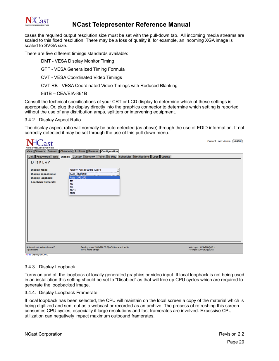 Ncast telepresenter reference manual | NCast Telepresenter M4 User Manual | Page 20 / 107