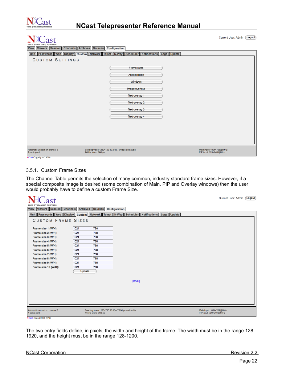 Ncast telepresenter reference manual | NCast Telepresenter M4 User Manual | Page 22 / 107