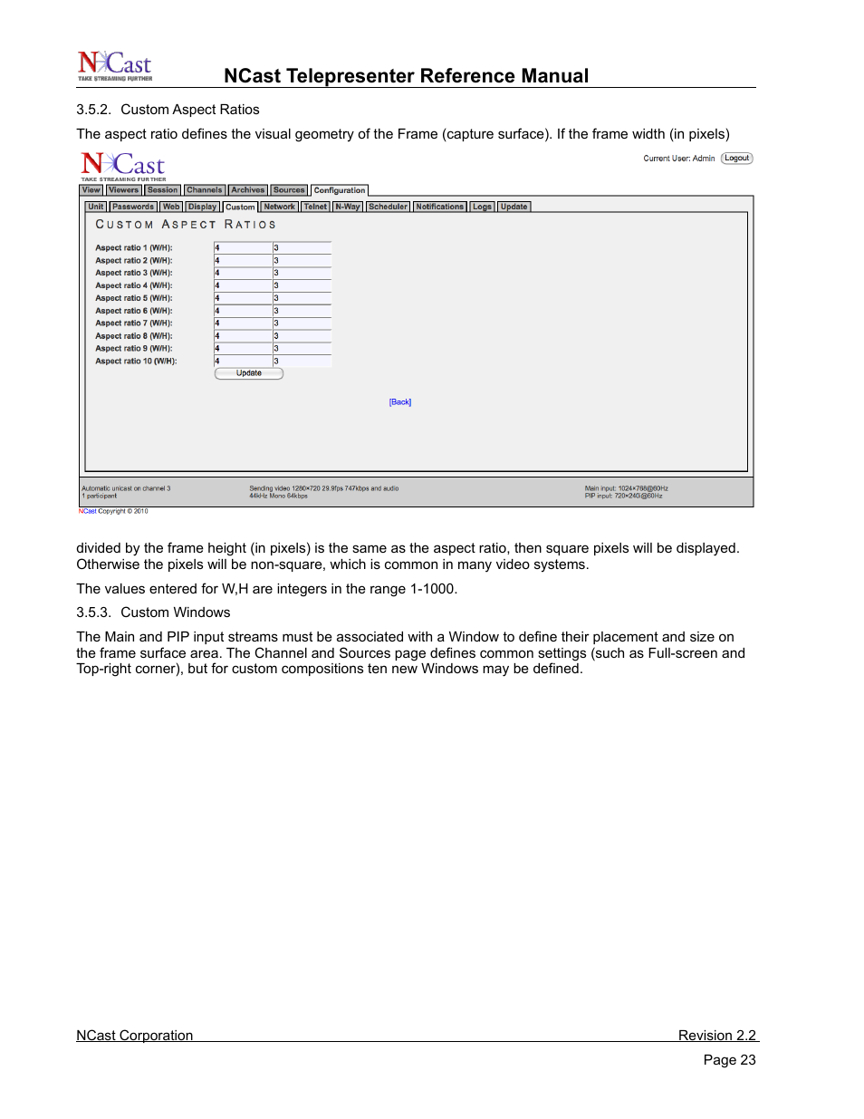 Ncast telepresenter reference manual | NCast Telepresenter M4 User Manual | Page 23 / 107