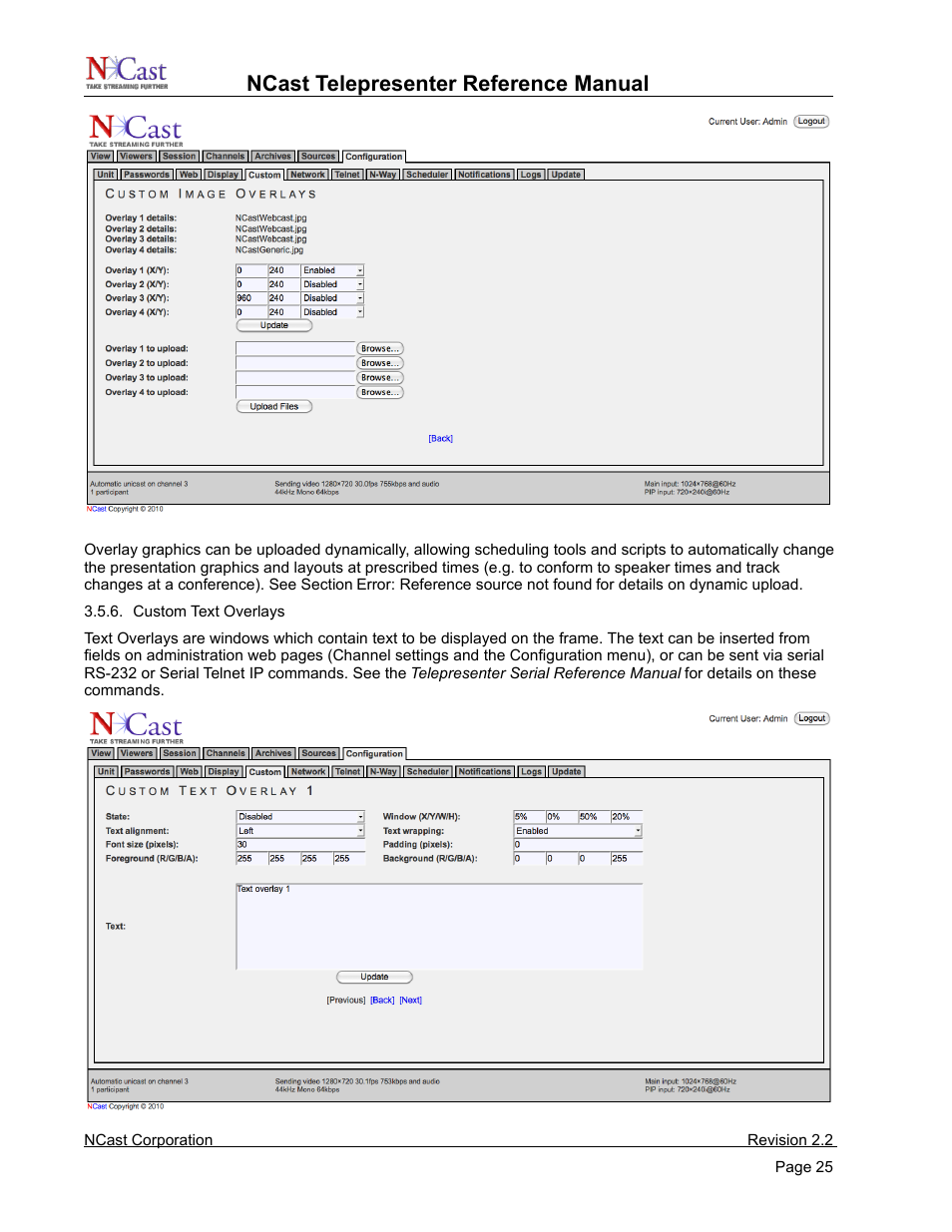 Ncast telepresenter reference manual | NCast Telepresenter M4 User Manual | Page 25 / 107