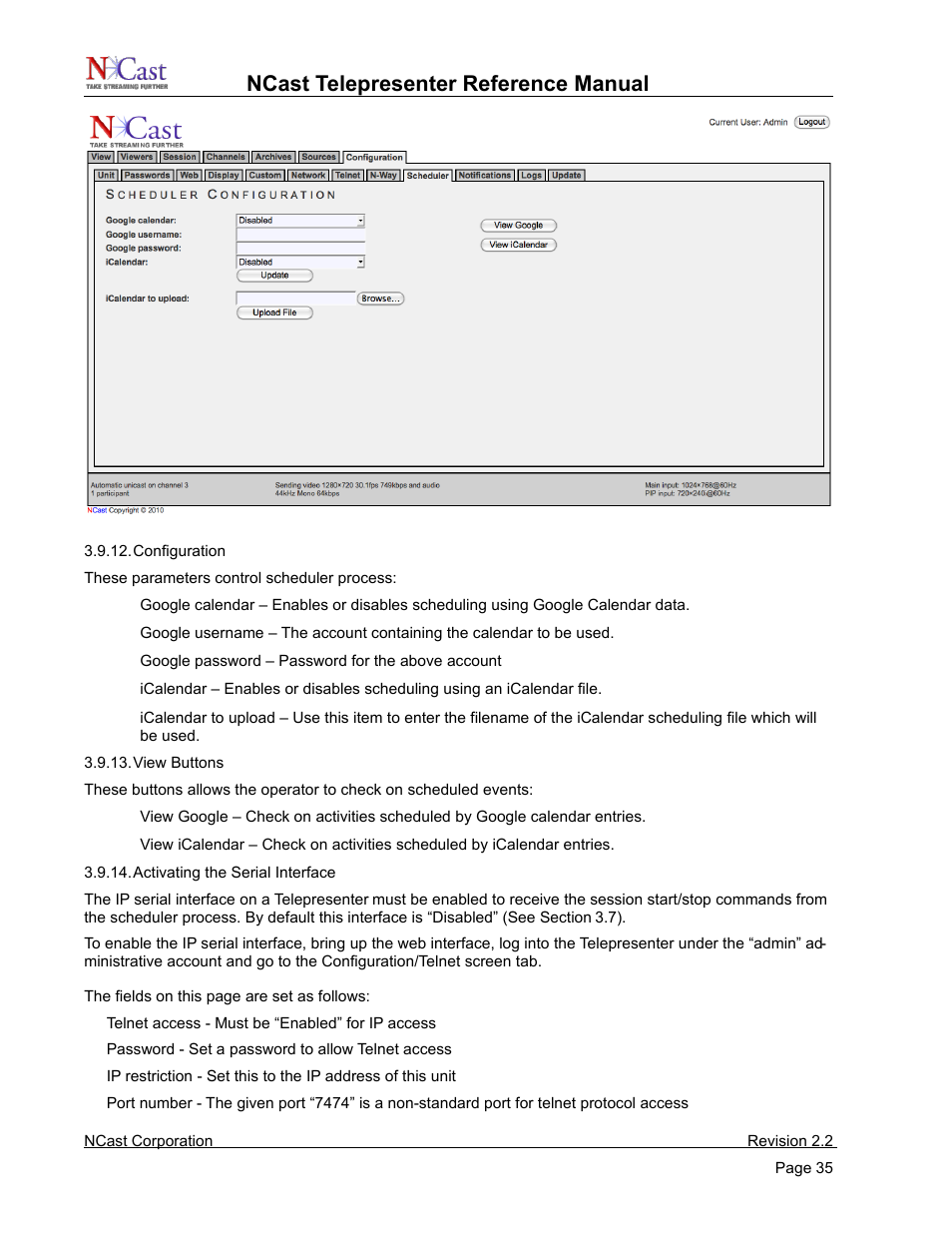 Ncast telepresenter reference manual | NCast Telepresenter M4 User Manual | Page 35 / 107