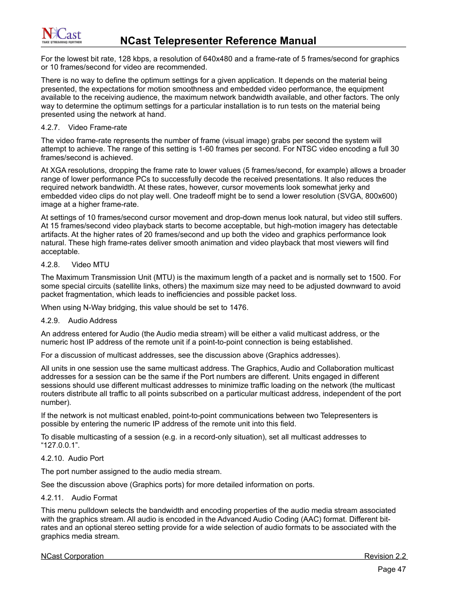 Ncast telepresenter reference manual | NCast Telepresenter M4 User Manual | Page 47 / 107