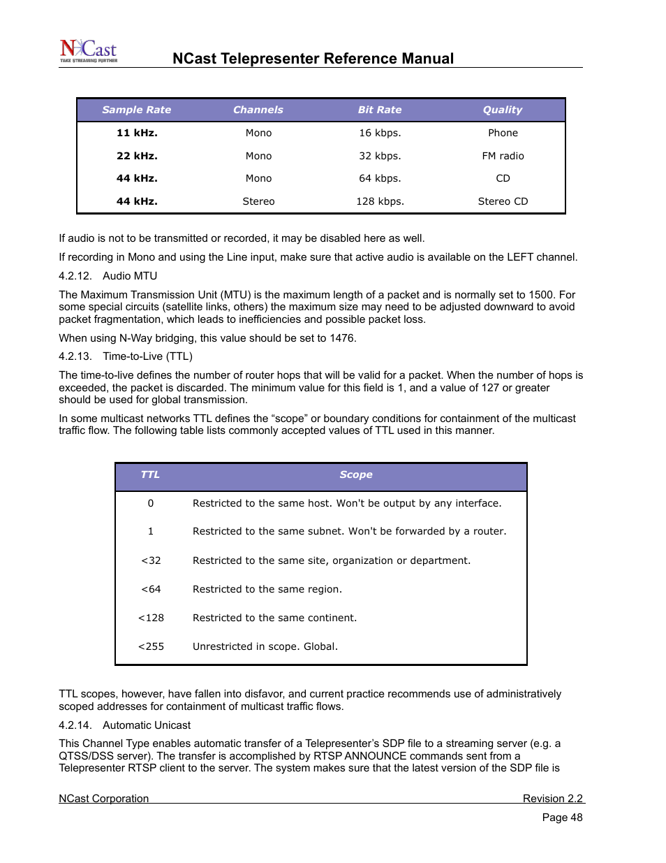 Ncast telepresenter reference manual | NCast Telepresenter M4 User Manual | Page 48 / 107
