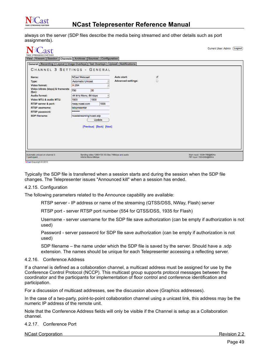 Ncast telepresenter reference manual | NCast Telepresenter M4 User Manual | Page 49 / 107