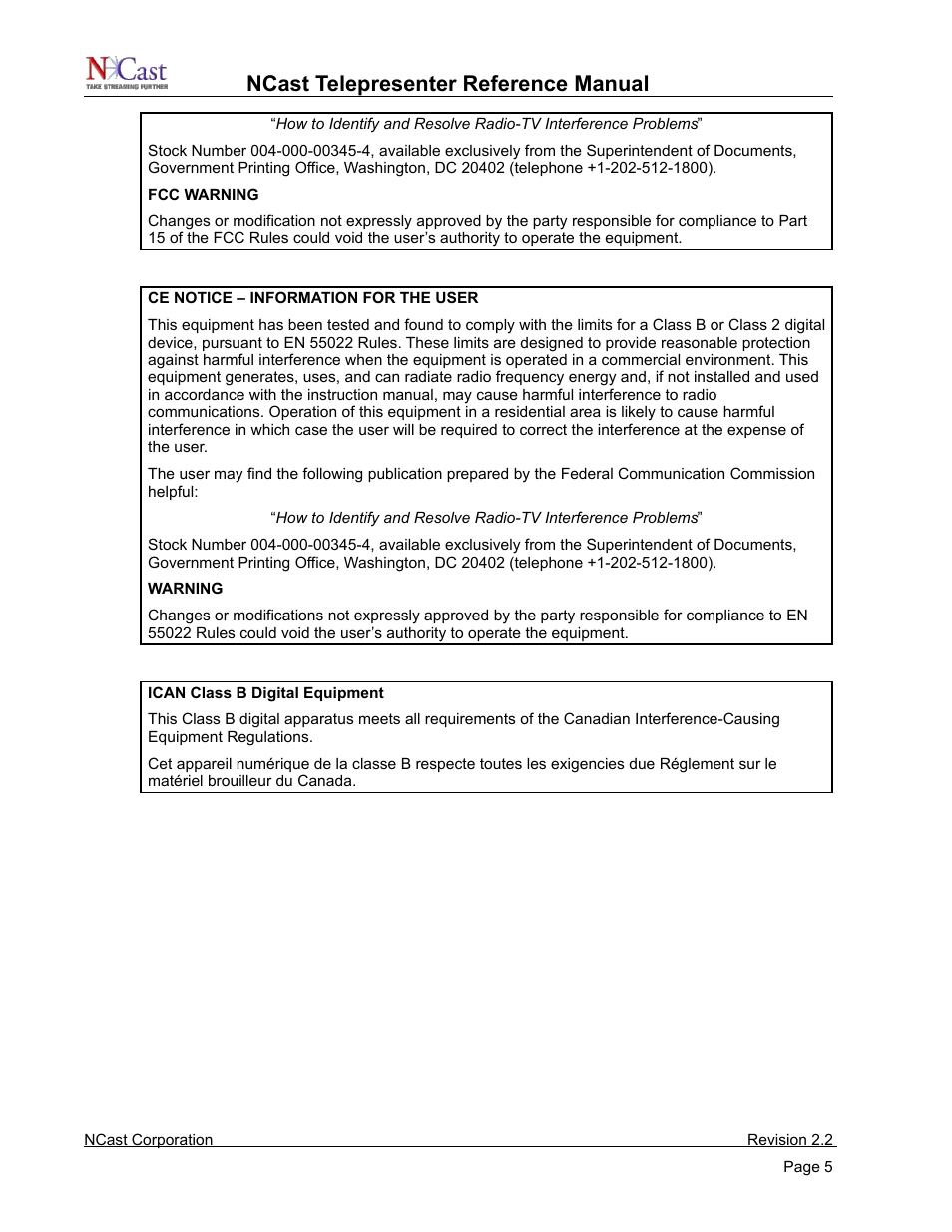 Ncast telepresenter reference manual | NCast Telepresenter M4 User Manual | Page 5 / 107